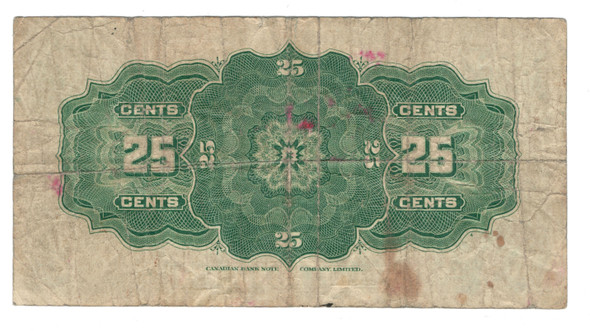 Canada: 1923 25 Cent Banknote Dominion of Canada DC-24c Canada: 1923 25 Cent Banknote Dominion of Canada DC-24c