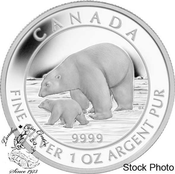 Canada: 2015 $5 Polar Bear and Cub Silver Coin Canada: 2015 $5 Polar Bear and Cub Silver Coin