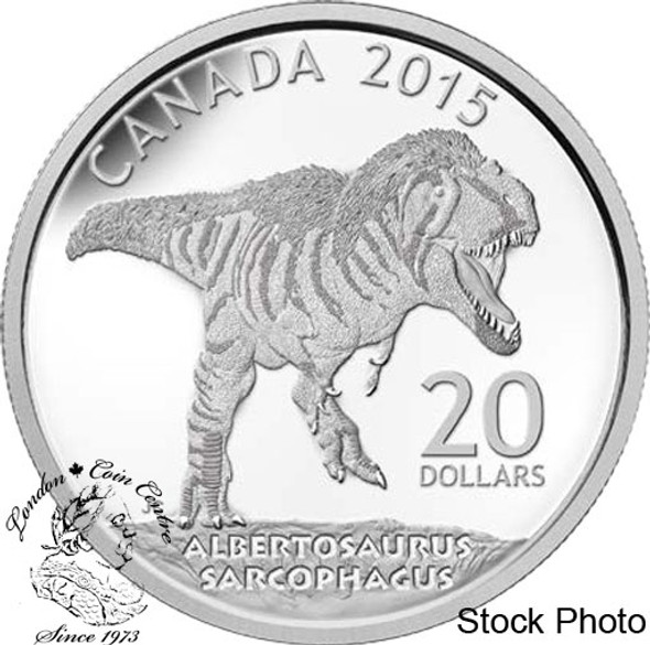 Canada: 2015 $20 Canadian Dinosaurs: Albertosaurus Silver Coin