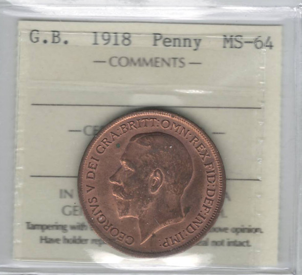 Great Britain: 1918 Penny ICCS MS64