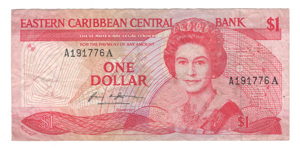 Eastern Caribbean, Antigua: 1985-88 Dollar, Holes