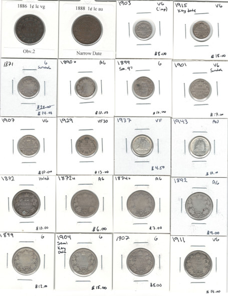 Canada:  Coin Collection Bulk  Lot Includes Silver  (20 Pieces)  *See Photos*