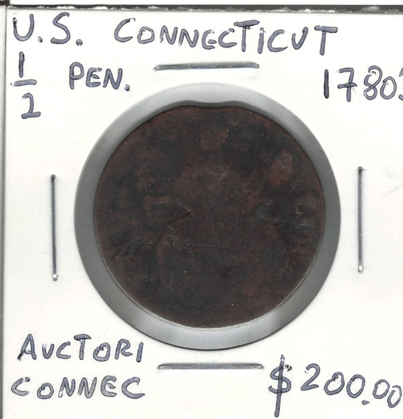 United States, Connecticut: 1780's 1/2 Penny Token, Auctori Connec