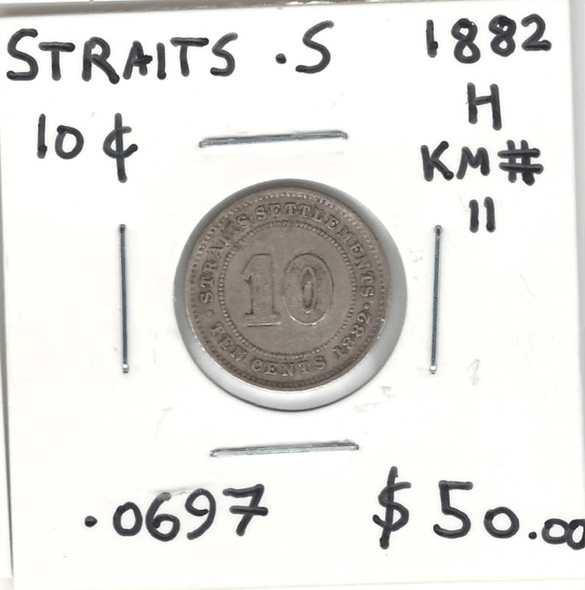 Straits Settlements: 1882H 10 Cents