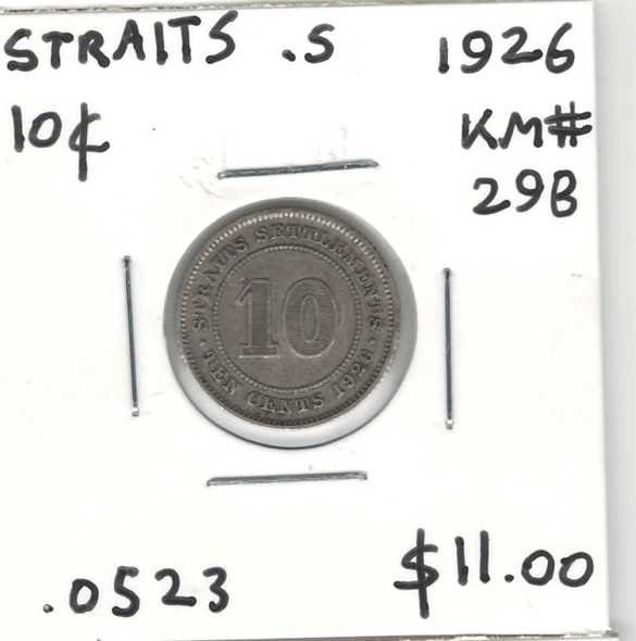 Straits Settlements: 1926 10 Cents #3