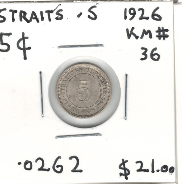 Straits Settlements: 1926 5 Cents