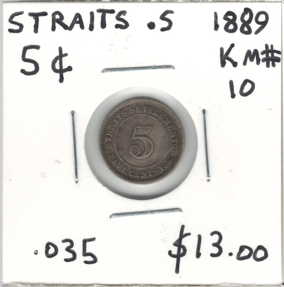 Straits Settlements: 1889 5 Cents Straits Settlements: 1889 5 Cents