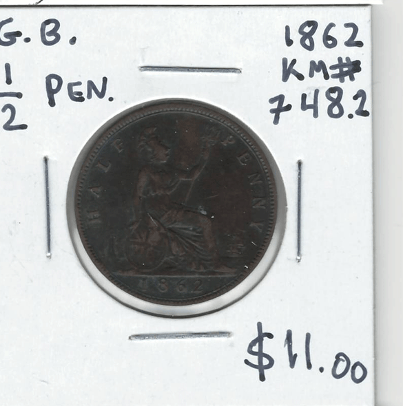 Great Britain: 1862 1/2 Penny