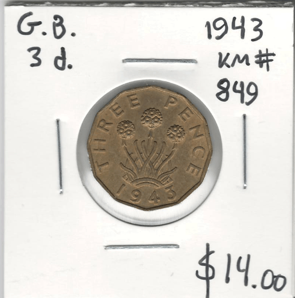 Great Britain: 1943 3 Pence Great Britain: 1943 3 Pence