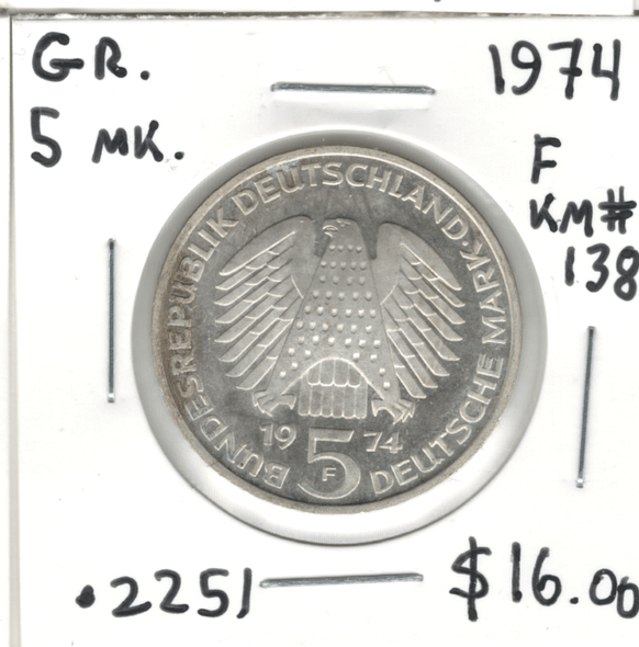 Germany: 1974F 5 Mark #2