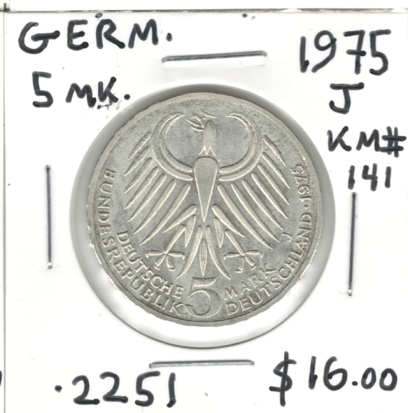 Germany: 1975J 5 Mark Friedrich Ebert Germany: 1975J 5 Mark Friedrich Ebert