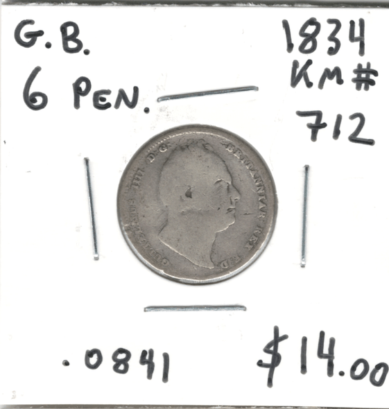 Great Britain: 1834 6 Pence #2