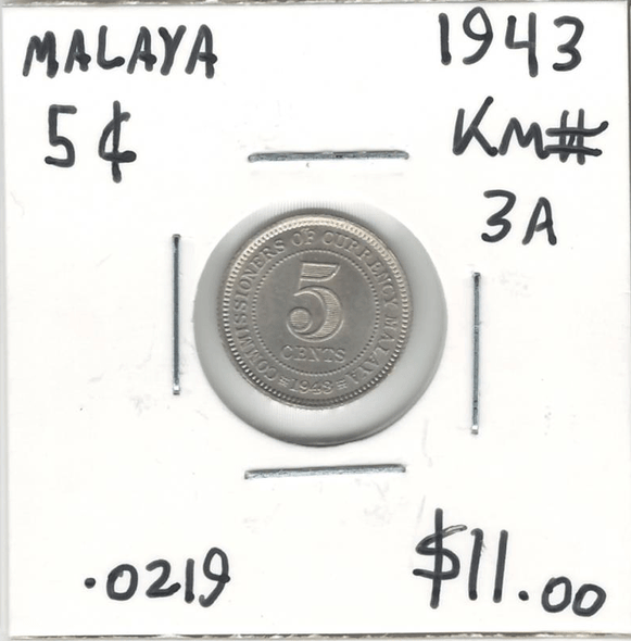 Malaya: 1943 5 Cents