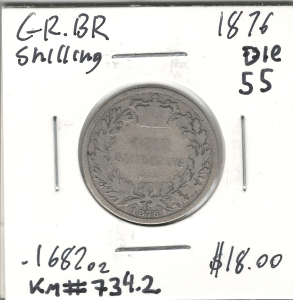Great Britain: 1876 Shilling Die 55