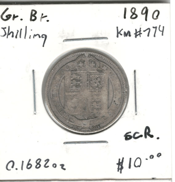 Great Britain: 1890 Shilling, Scratches