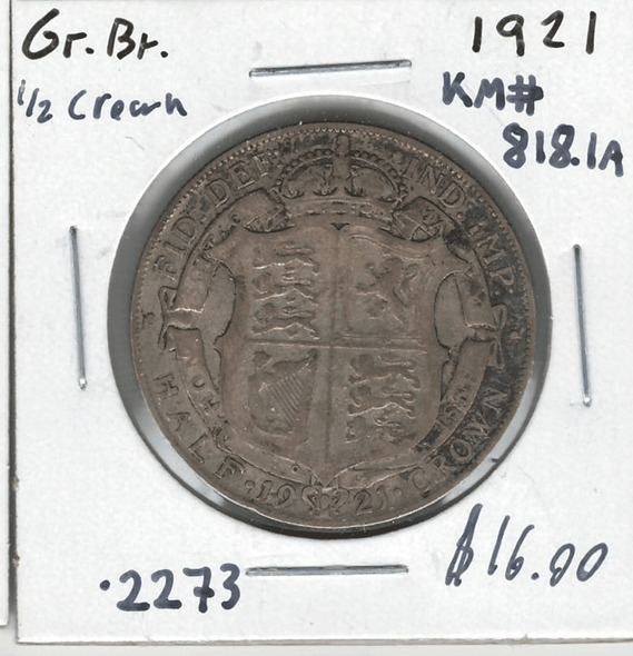 Great Britain: 1921 1/2 Crown #4