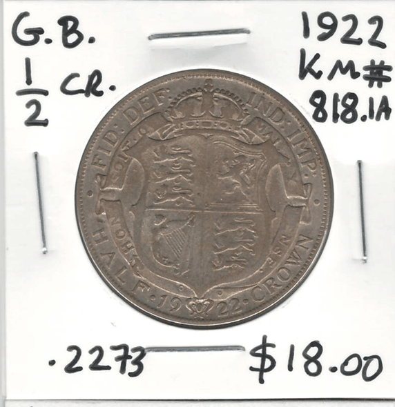 Great Britain: 1922 1/2 Crown #2