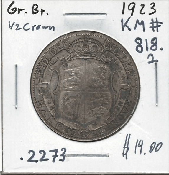Great Britain: 1923 1/2 Crown #2