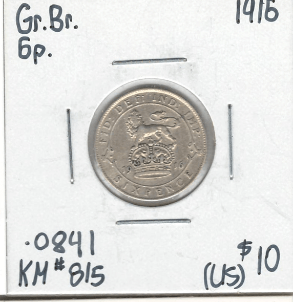 Great Britain: 1916 6 Pence #5 Great Britain: 1916 6 Pence #5