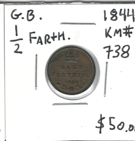 Great Britain: 1844 1/2 Farthing