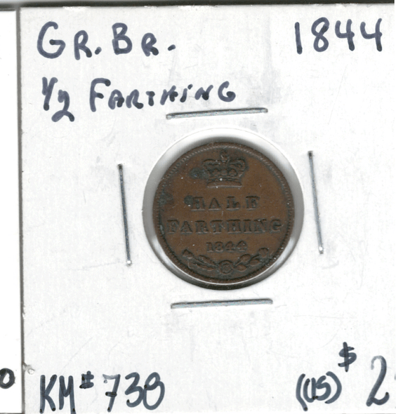 Great Britain: 1844 1/2 Farthing #2