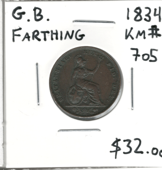 Great Britain: 1834 Farthing #2