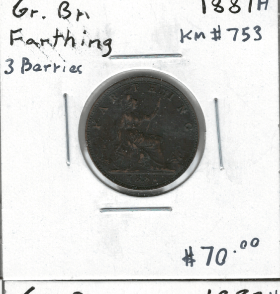 Great Britain: 1881H Farthing, 3 Berries Great Britain: 1881H Farthing, 3 Berries