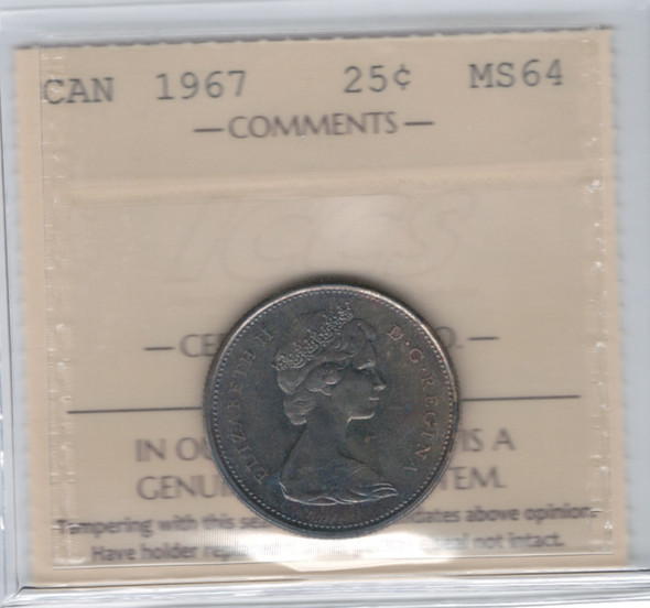 Canada: 1967 25  Cent ICCS   MS64
