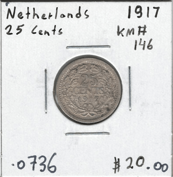 Netherlands: 1917 25 Cents