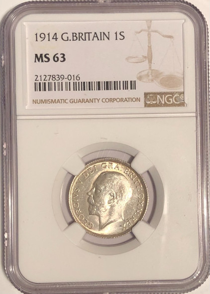 Great Britain: 1914 Shilling  NGC MS63