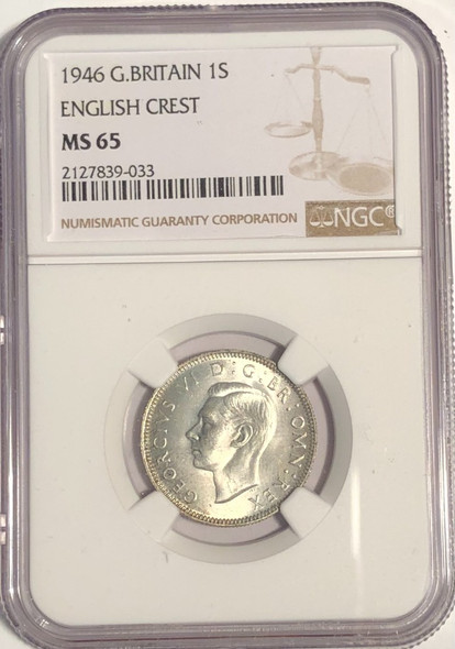 Great Britain: 1946 Shilling NGC MS65, English Crest