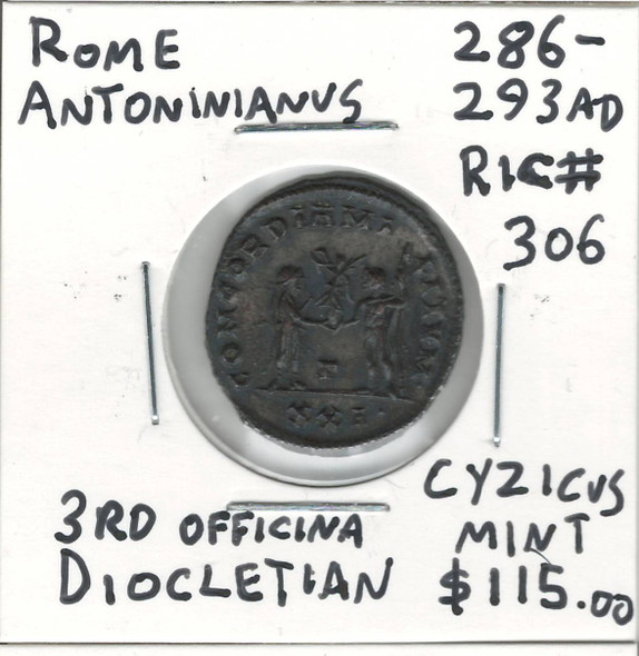 Rome: 286-293 AD Antoninianus Diocletian, Cyzicus Mint 3rd Officina, Concordia Militvm