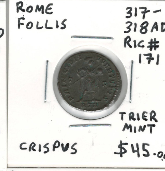 Rome: 317 - 318 AD Follis, Crispus,  Trier Mint