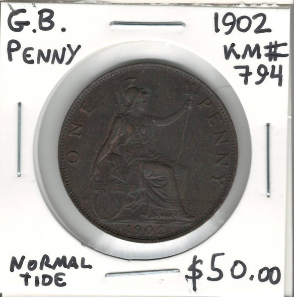 Great Britain: 1902 Penny, Normal Tide Great Britain: 1902 Penny, Normal Tide