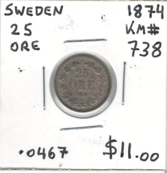 Sweden: 1874  25 Ore