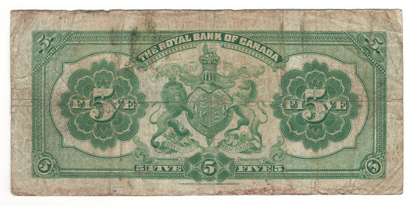 Canada: 1933 $5 Banknote - The Royal Bank of Canada