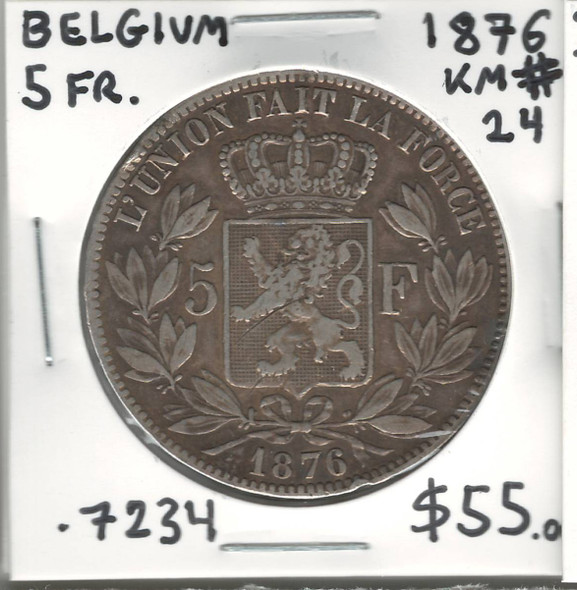 Belgium:  1876 5 Francs