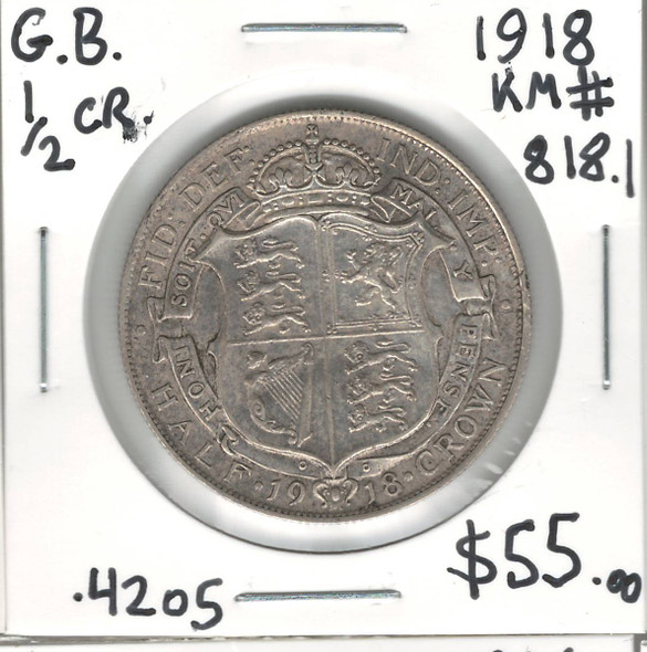 Great Britain: 1918 1/2 Crown Great Britain: 1918 1/2 Crown