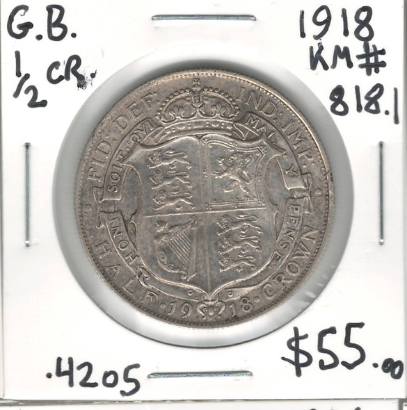 Great  Britain:  1918 1/2 Crown