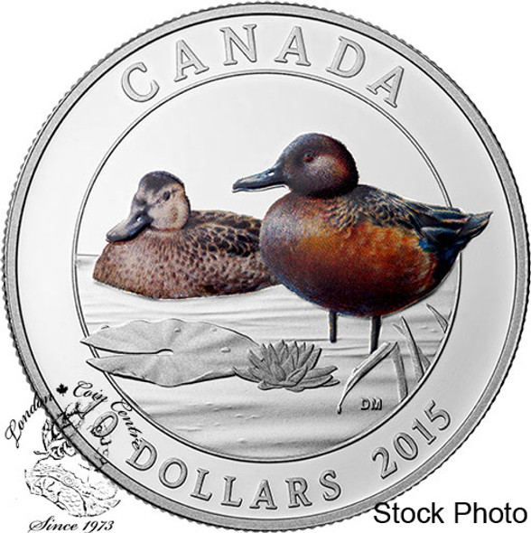 Canada: 2015 $10 Cinnamon Teal Duck Silver Coin Canada: 2015 $10 Cinnamon Teal Duck Silver Coin