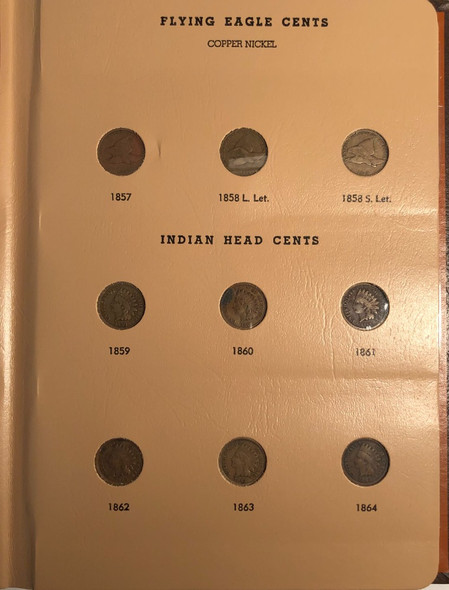 United States: 1857-1909 Collection of Flying And Indian Head Cents in Book  (53 Pieces)