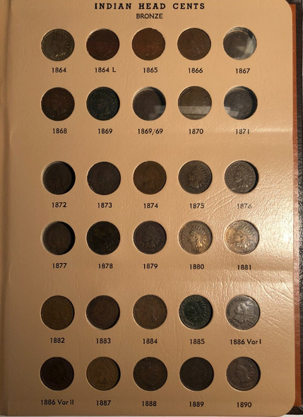 United States: 1857-1909 Collection of Flying And Indian Head Cents in Book  (53 Pieces)