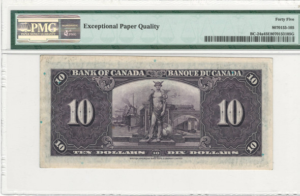 Canada: 1937 $10 Bank of Canada Banknote  BC-24a PMG EF45 EPQ