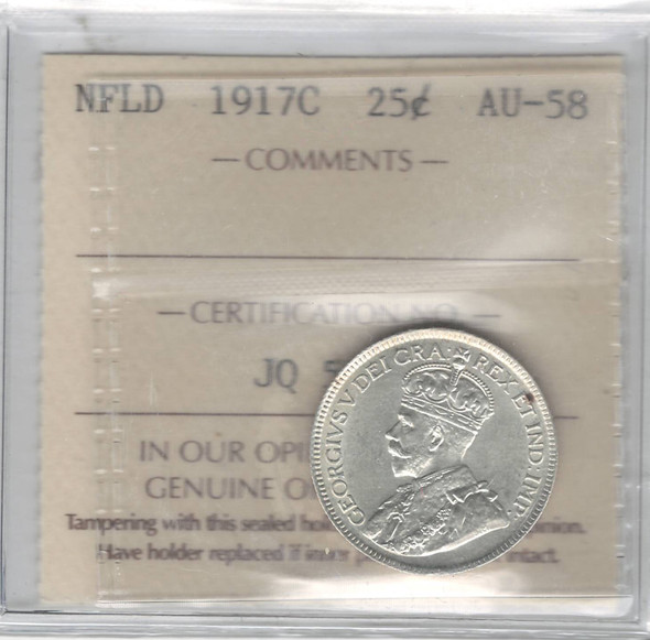 Canada: Newfoundland: 1917C 25 Cent ICCS AU58