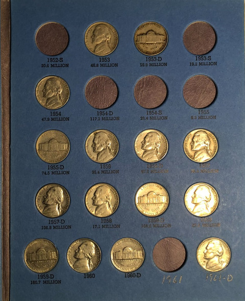 United States: 1938 - 1961 5 Cent Jefferson Nickel Collection  -  Whitman Folder