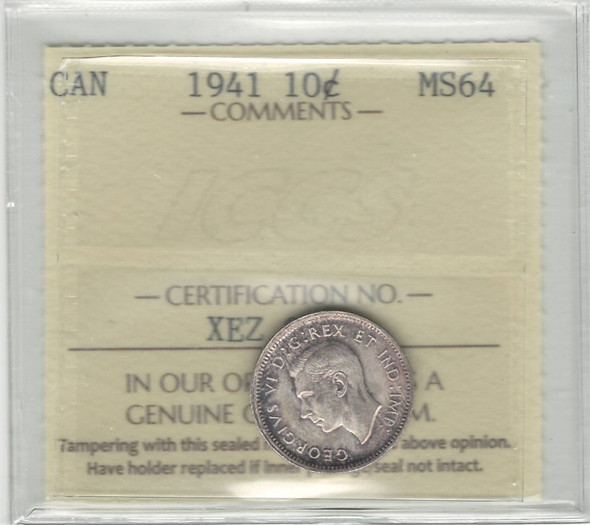 Canada: 1941 10 Cents ICCS MS64