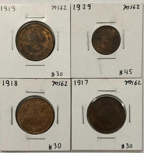 Canada: 1 Cent Penny Lot Collection (4 Pieces)