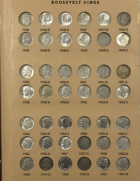 United States: 1946 - 2013 Roosevelt Dime Collection in Book - Complete!