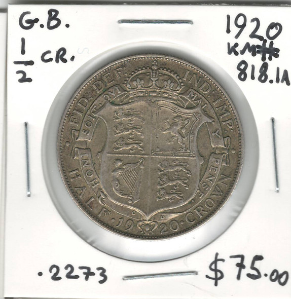 Great Britain: 1920 1/2 Crown