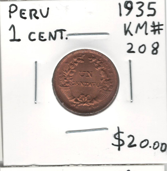 Peru:  1935 1 Centavo